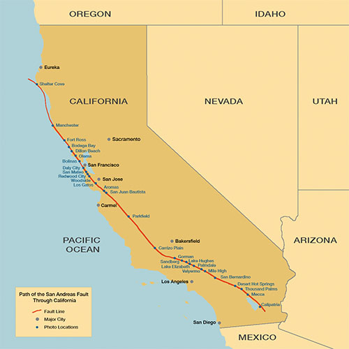 Path of the San Andreas Fault through California